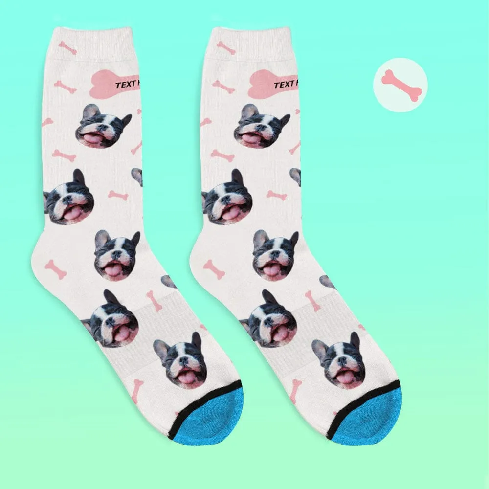 Custom Face Socks 3D Digital Printed Socks Add Pictures and Name - Bones
