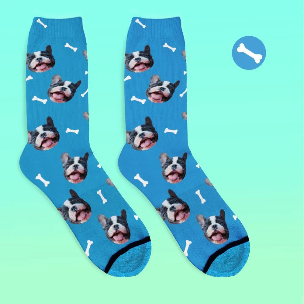 Custom Face Socks 3D Digital Printed Socks Add Pictures and Name - Bones