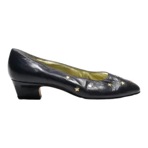 ESCADA Court Heels Black Leather Womens UK 6.5