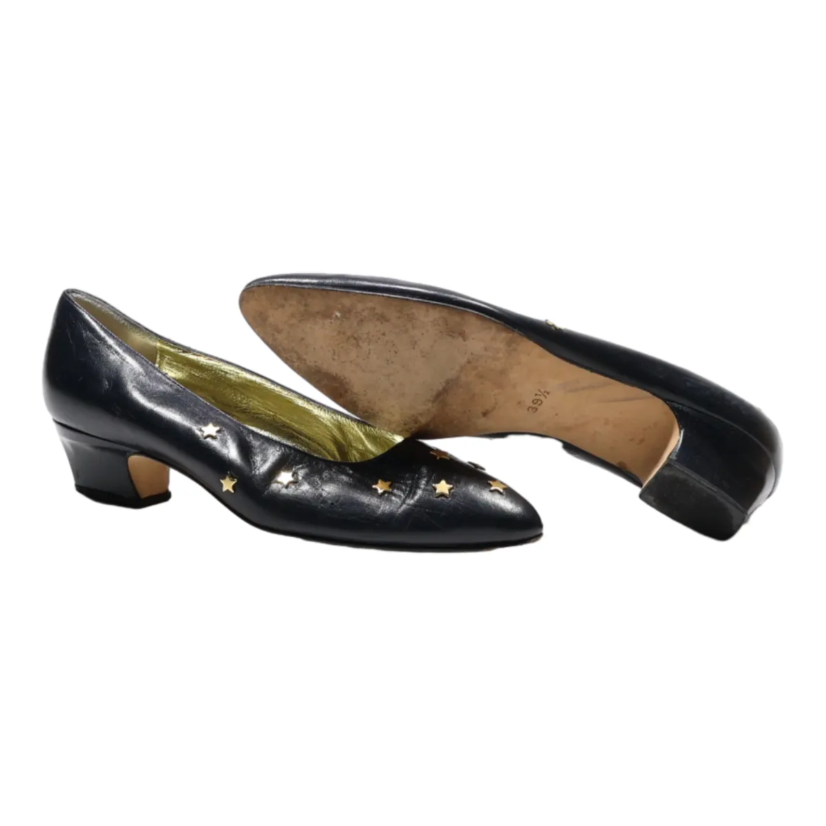 ESCADA Court Heels Black Leather Womens UK 6.5