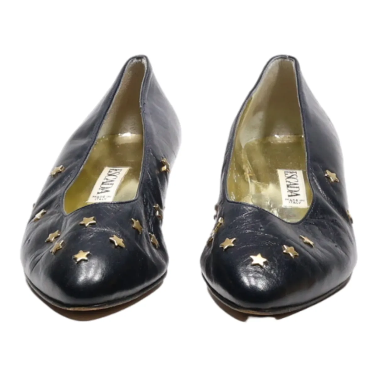 ESCADA Court Heels Black Leather Womens UK 6.5