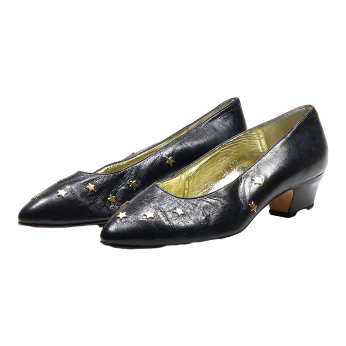 ESCADA Court Heels Black Leather Womens UK 6.5