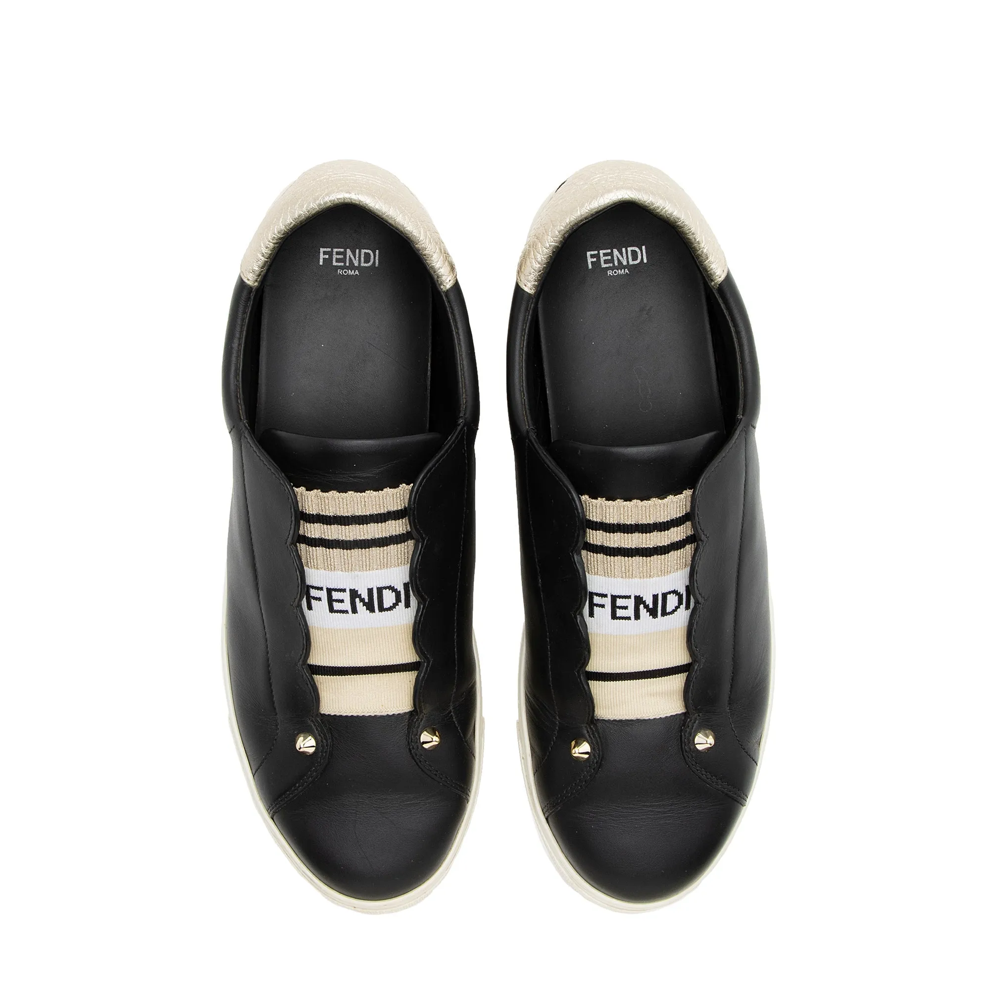 Fendi Vitello Lurex Rockoclick Slip-On Sneakers - Size 9.5 / 39.5 (SHF-23704)