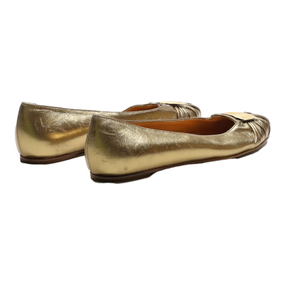 FERRAGAMO Ballet Shoes Gold Synthetic Womens UK 5.5