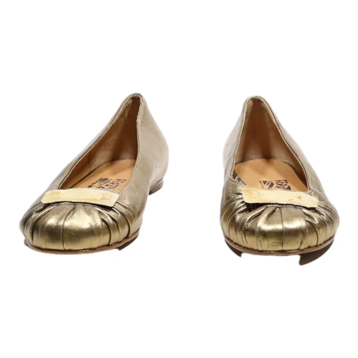 FERRAGAMO Ballet Shoes Gold Synthetic Womens UK 5.5