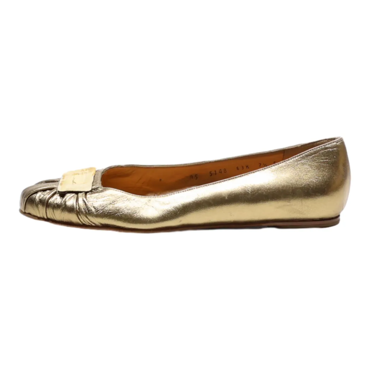 FERRAGAMO Ballet Shoes Gold Synthetic Womens UK 5.5