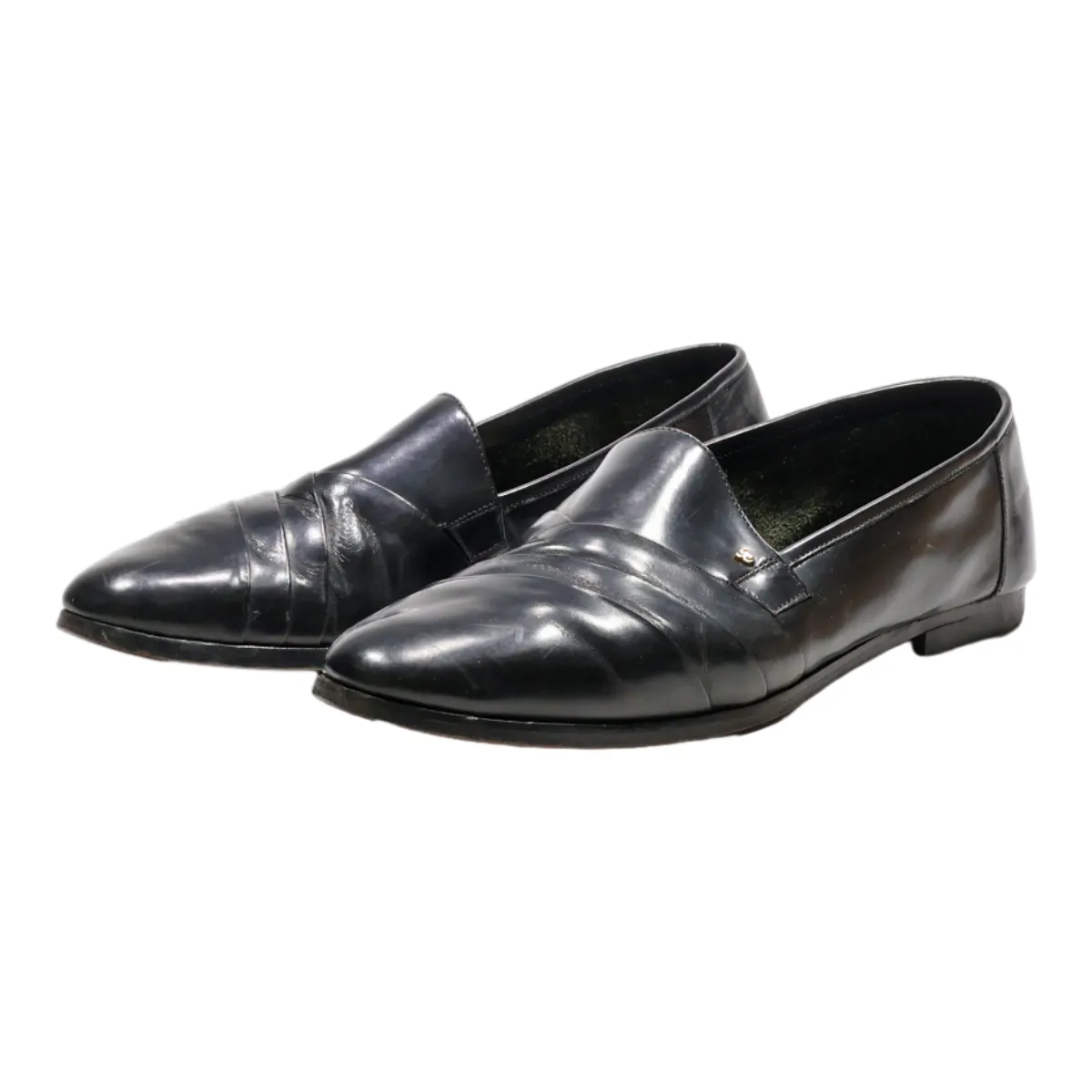 GINO CHERRUTI Loafer Shoes Black Leather Mens UK 10.5
