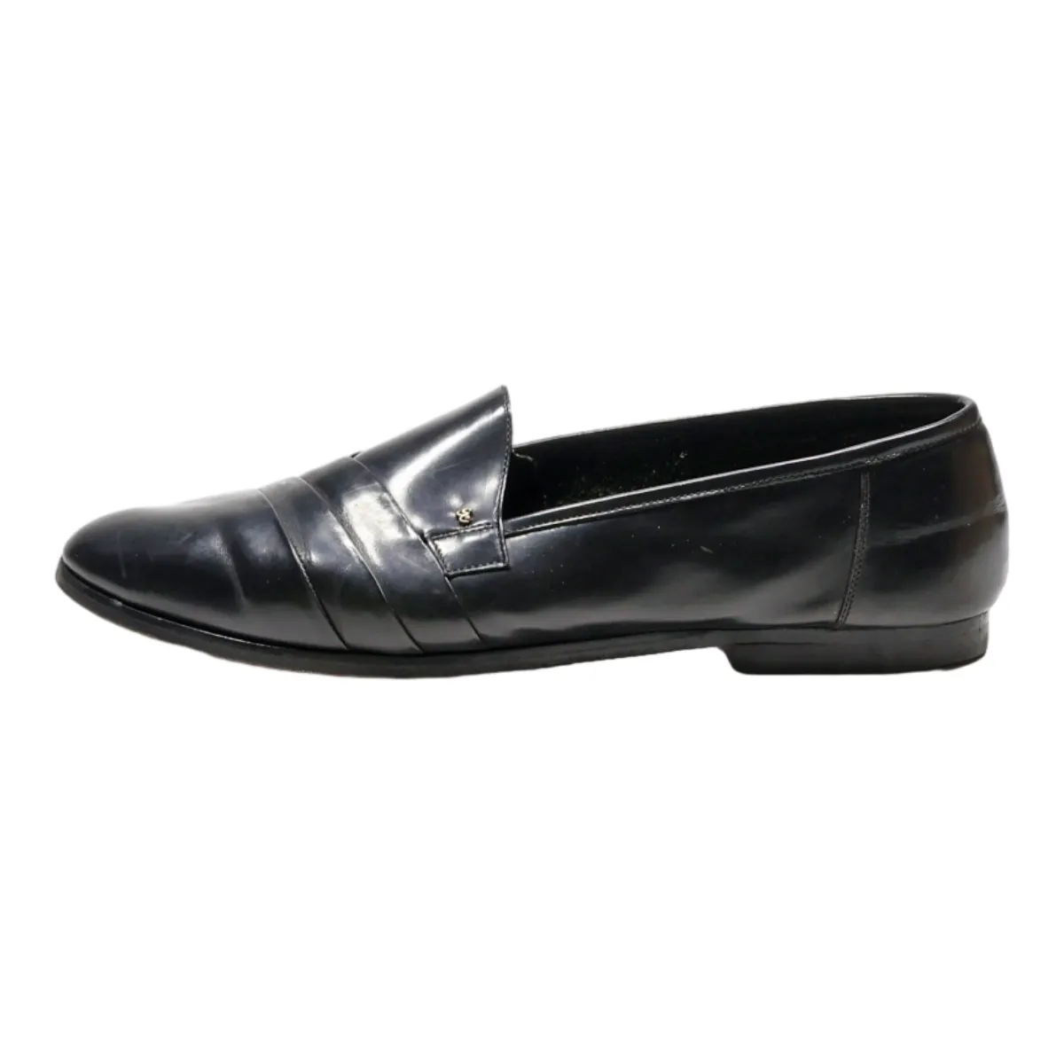 GINO CHERRUTI Loafer Shoes Black Leather Mens UK 10.5