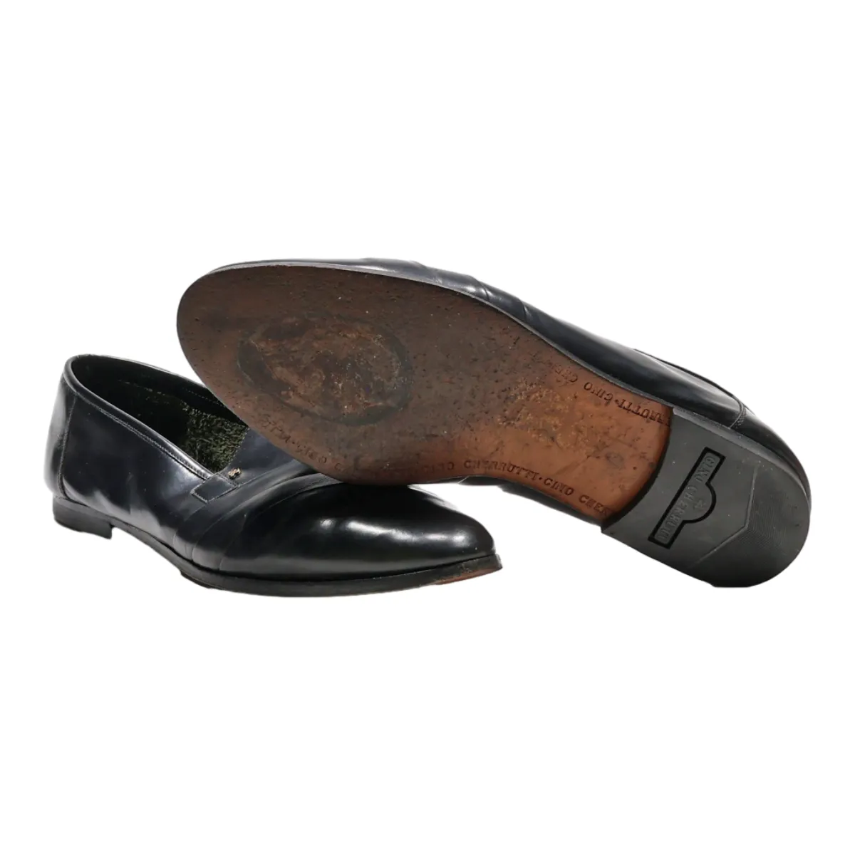 GINO CHERRUTI Loafer Shoes Black Leather Mens UK 10.5
