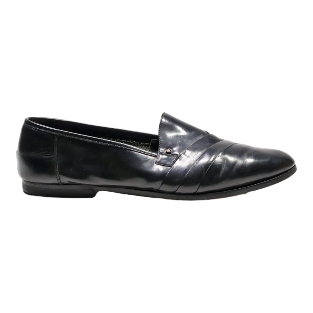 GINO CHERRUTI Loafer Shoes Black Leather Mens UK 10.5