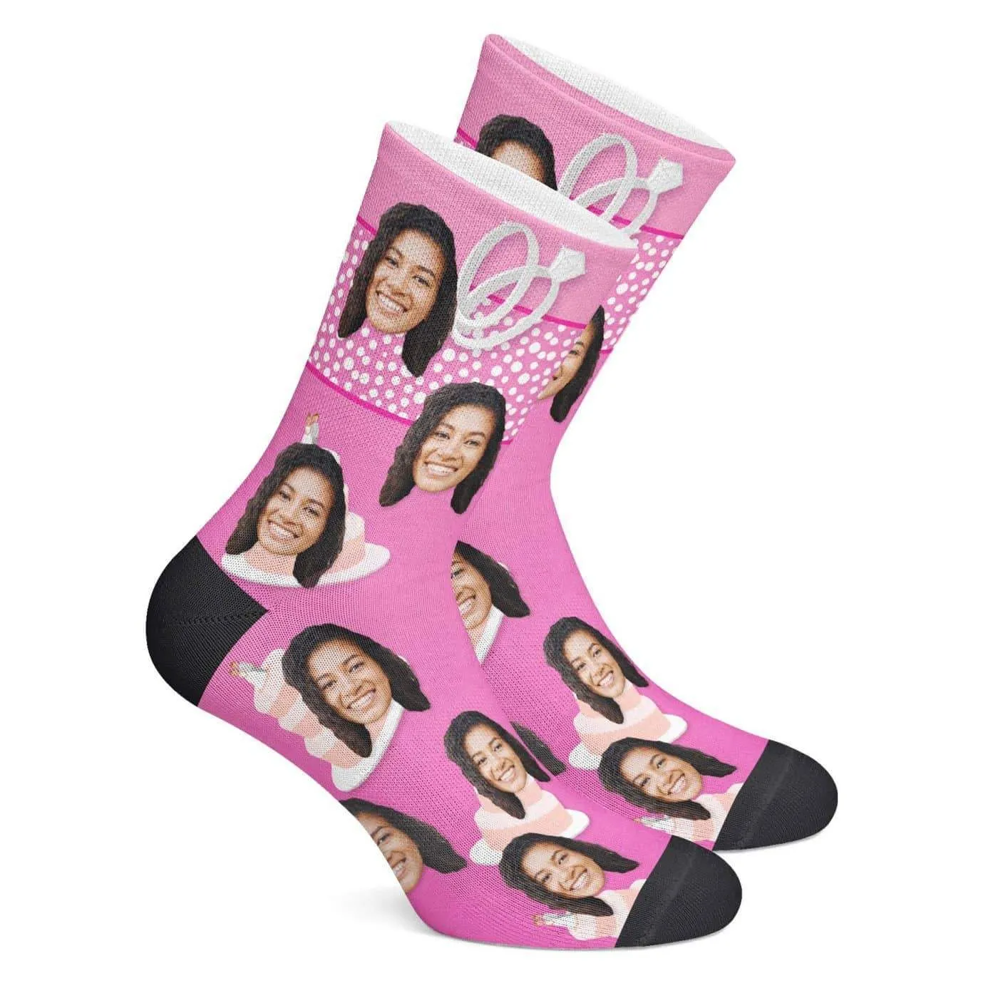 Girlfriend Birthday Day Gift Custom Socks with Birthday Cake