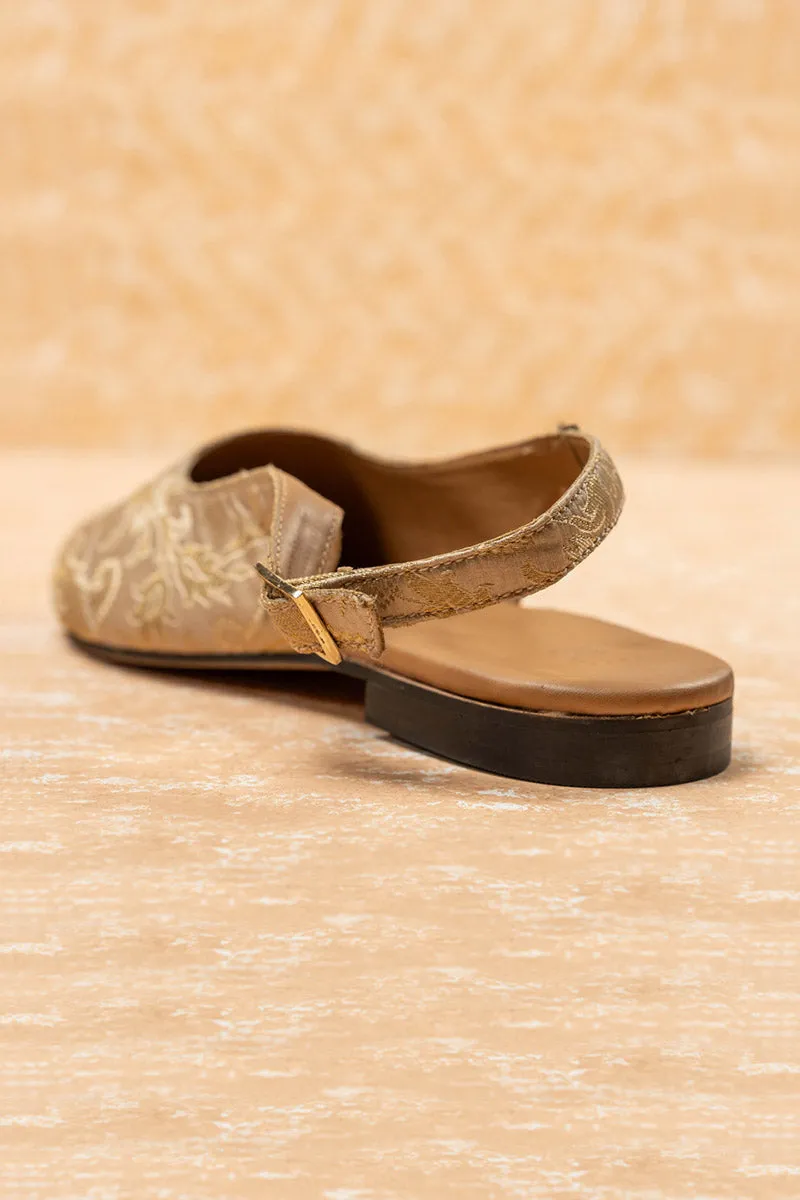 Gold Brocade Slingback Paisley Mojari