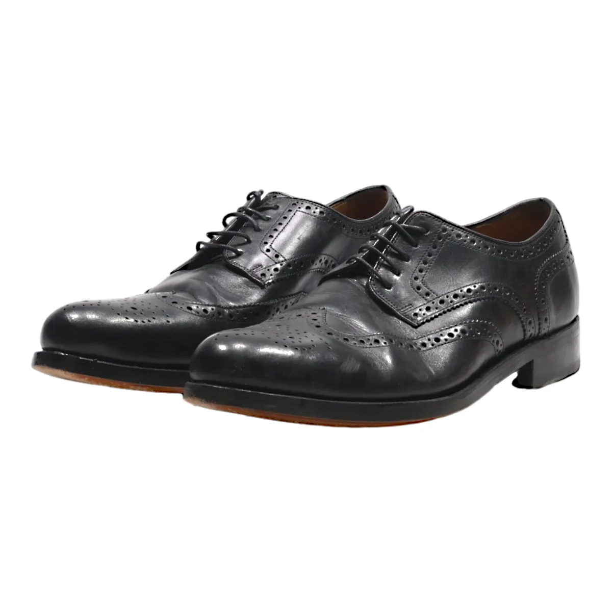 GORDON & BROS Brogue Shoes Black Leather Mens UK 9