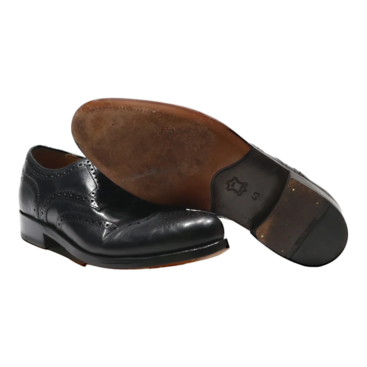 GORDON & BROS Brogue Shoes Black Leather Mens UK 9