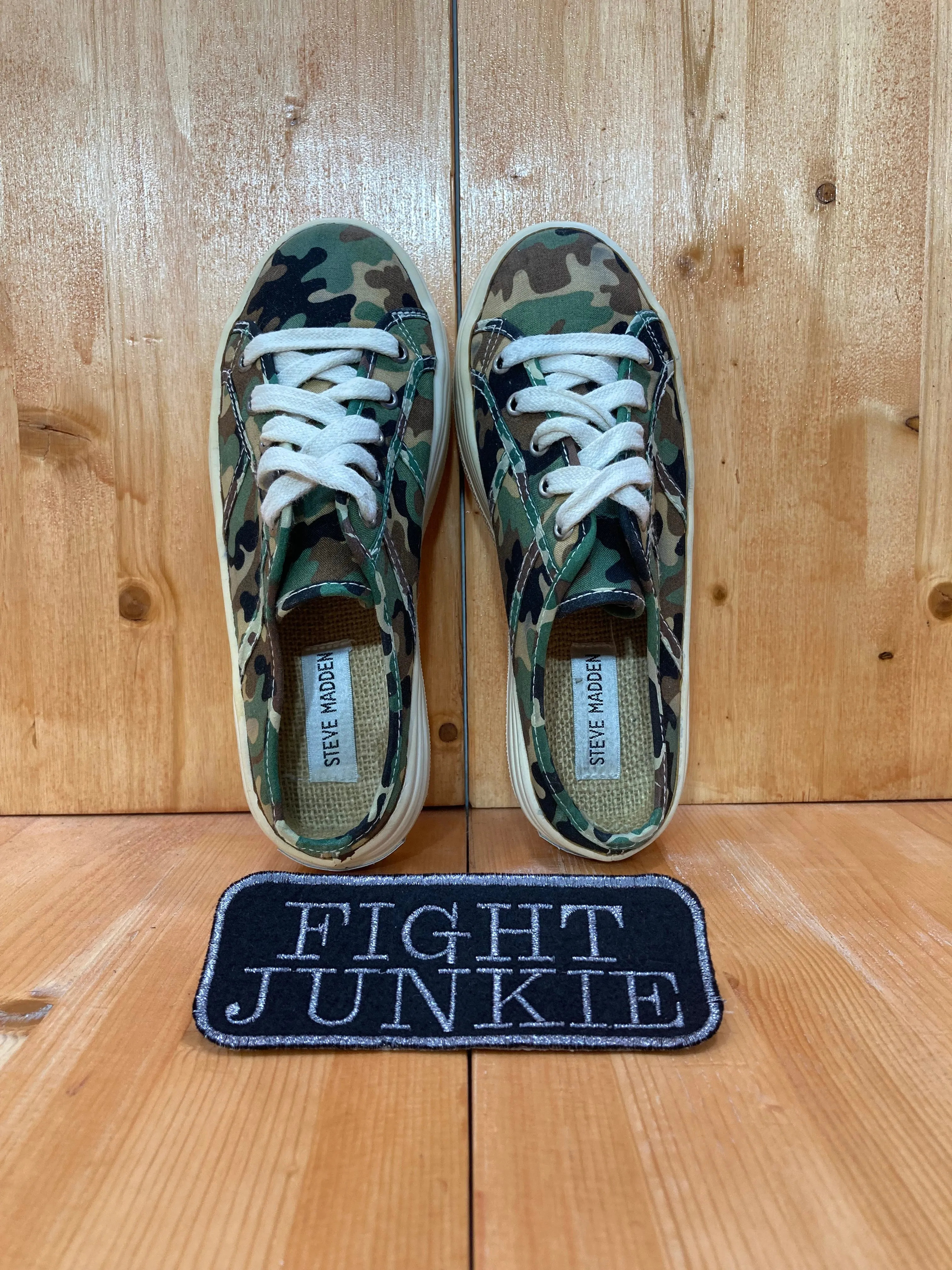 HTF STEVE MADDEN BRIDGET Women Size 7 Canvas Slip On 2 Inch Platform Mules Clogs Shoes Sneakers Camo