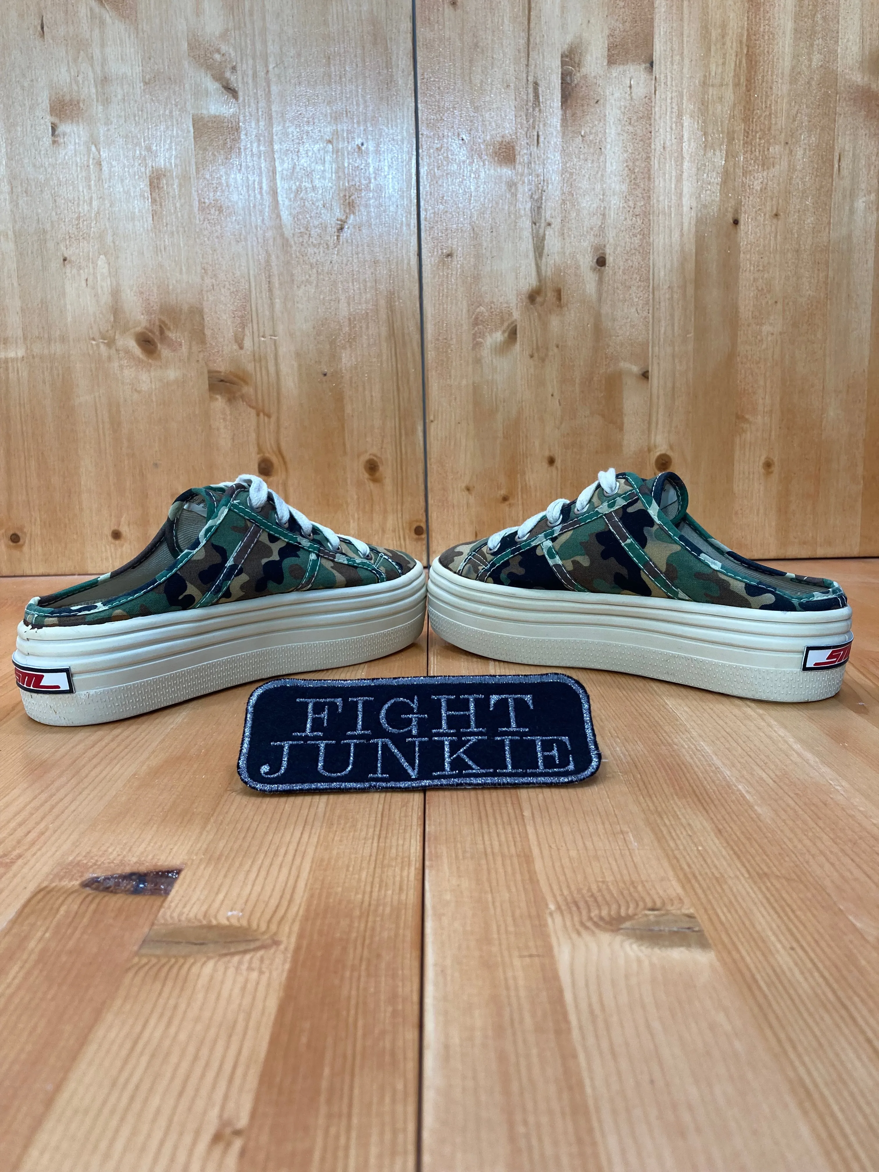 HTF STEVE MADDEN BRIDGET Women Size 7 Canvas Slip On 2 Inch Platform Mules Clogs Shoes Sneakers Camo