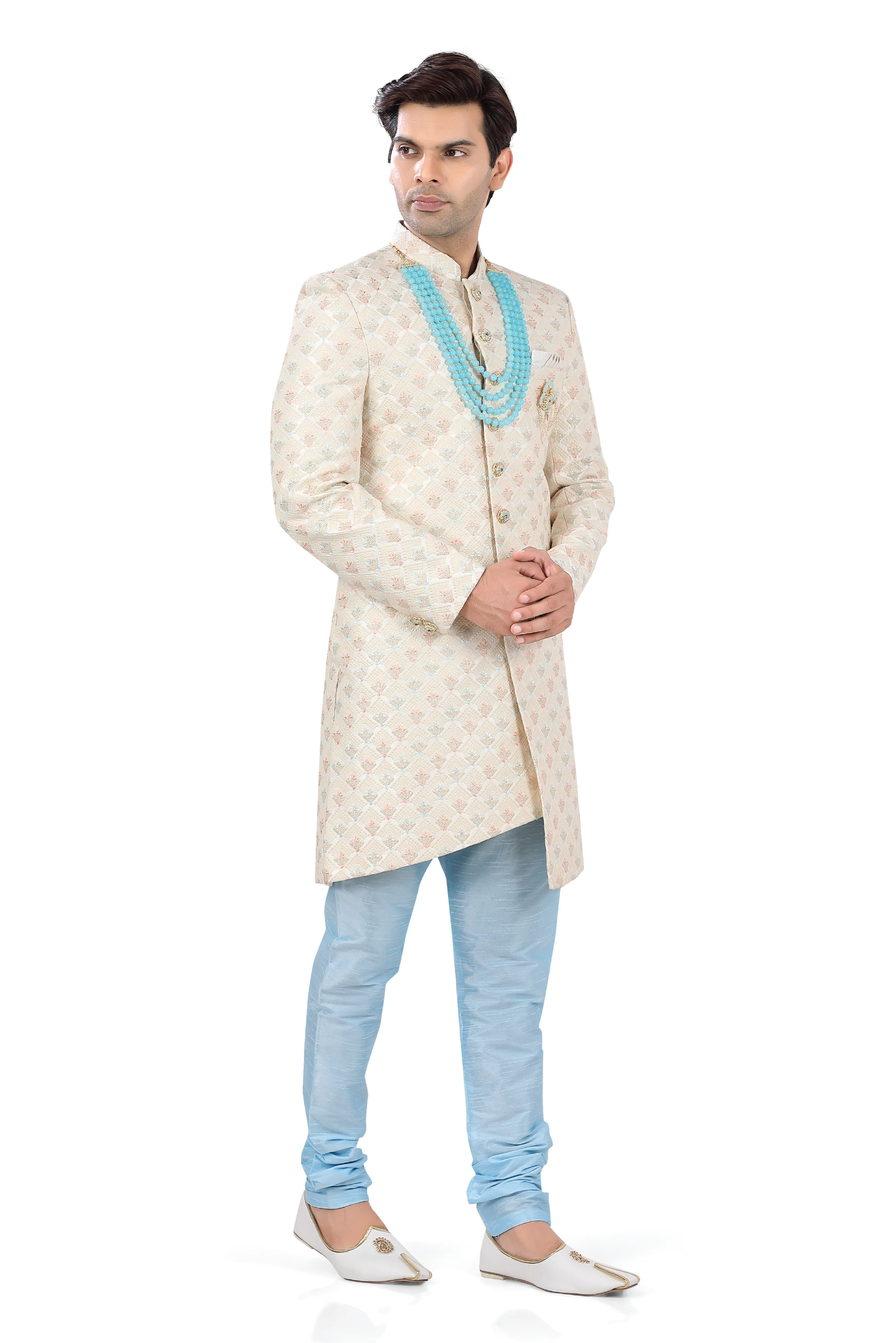 Jamavaram Sherwani in Cream - 3040