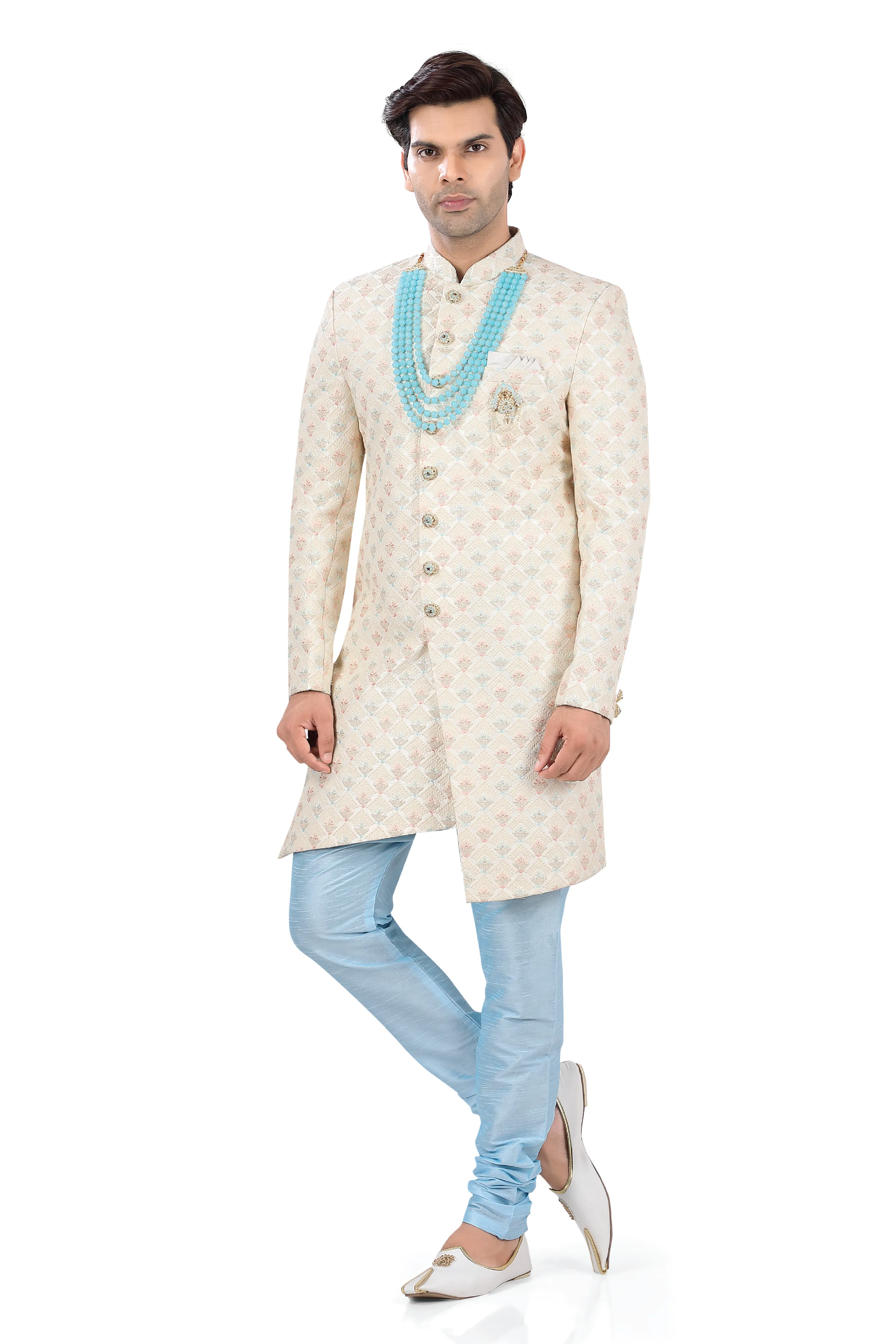 Jamavaram Sherwani in Cream - 3040