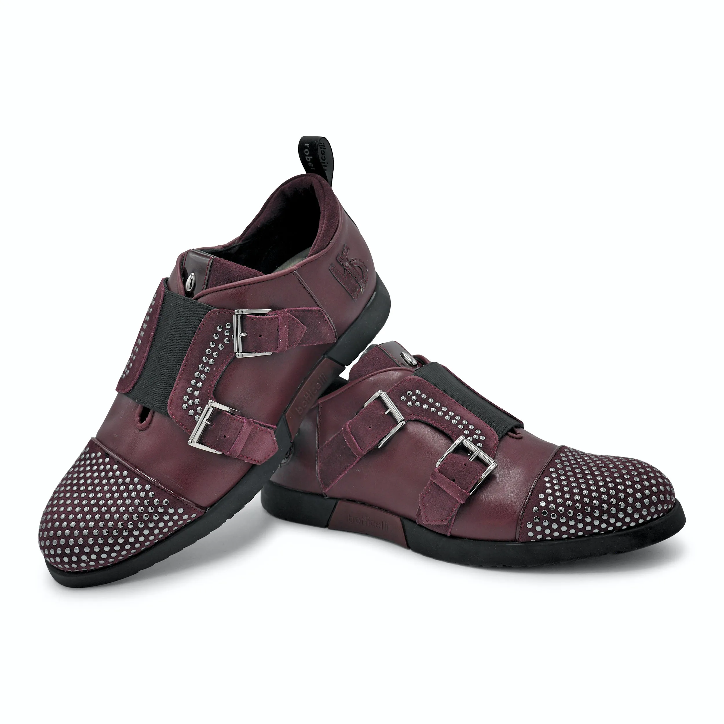 LU25121 -Burgundy Studded Double Monk Trainer
