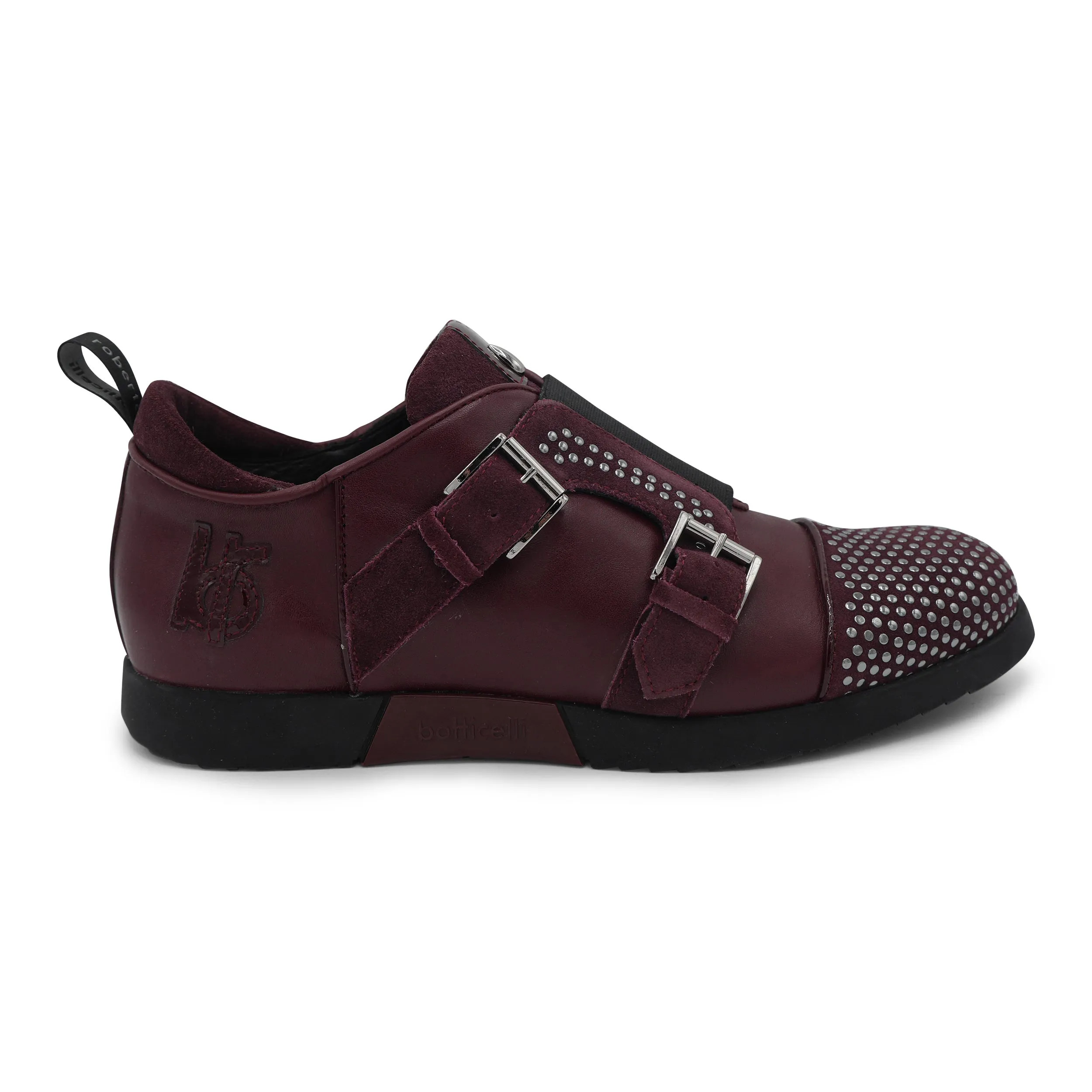 LU25121 -Burgundy Studded Double Monk Trainer