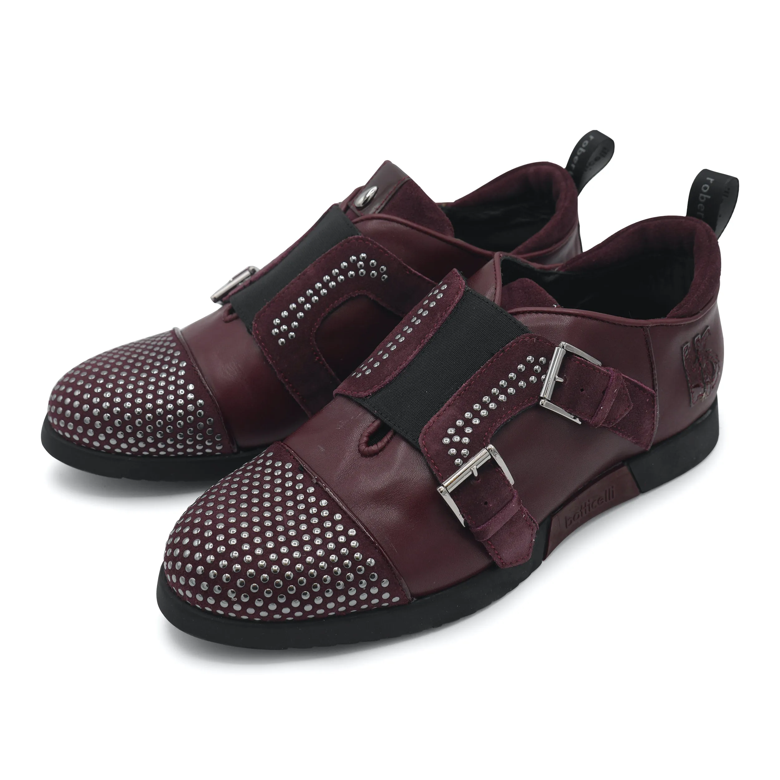 LU25121 -Burgundy Studded Double Monk Trainer