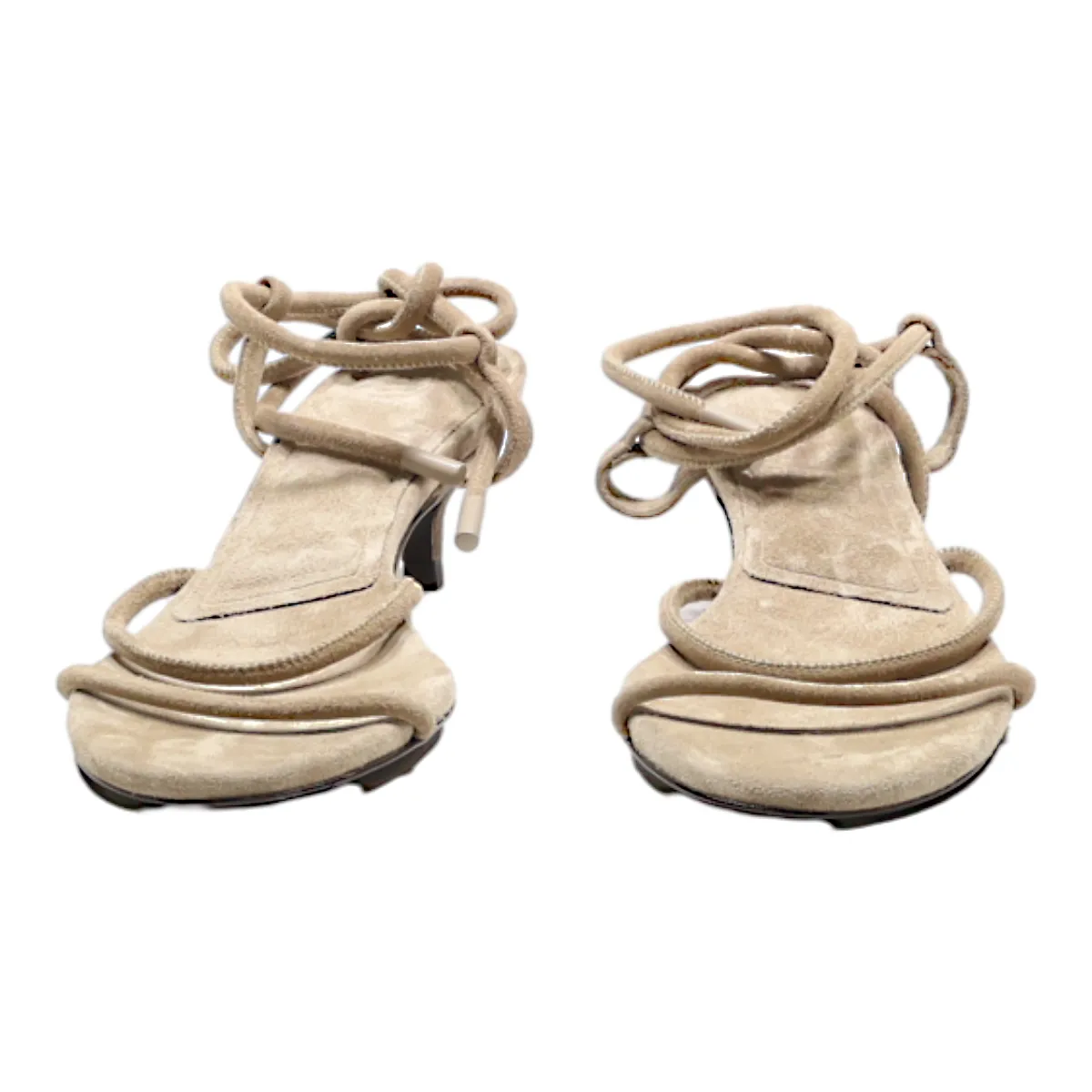MASSIMO DUTTI Strappy Heels Beige Suede Womens UK 7