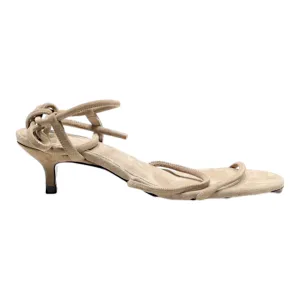 MASSIMO DUTTI Strappy Heels Beige Suede Womens UK 7