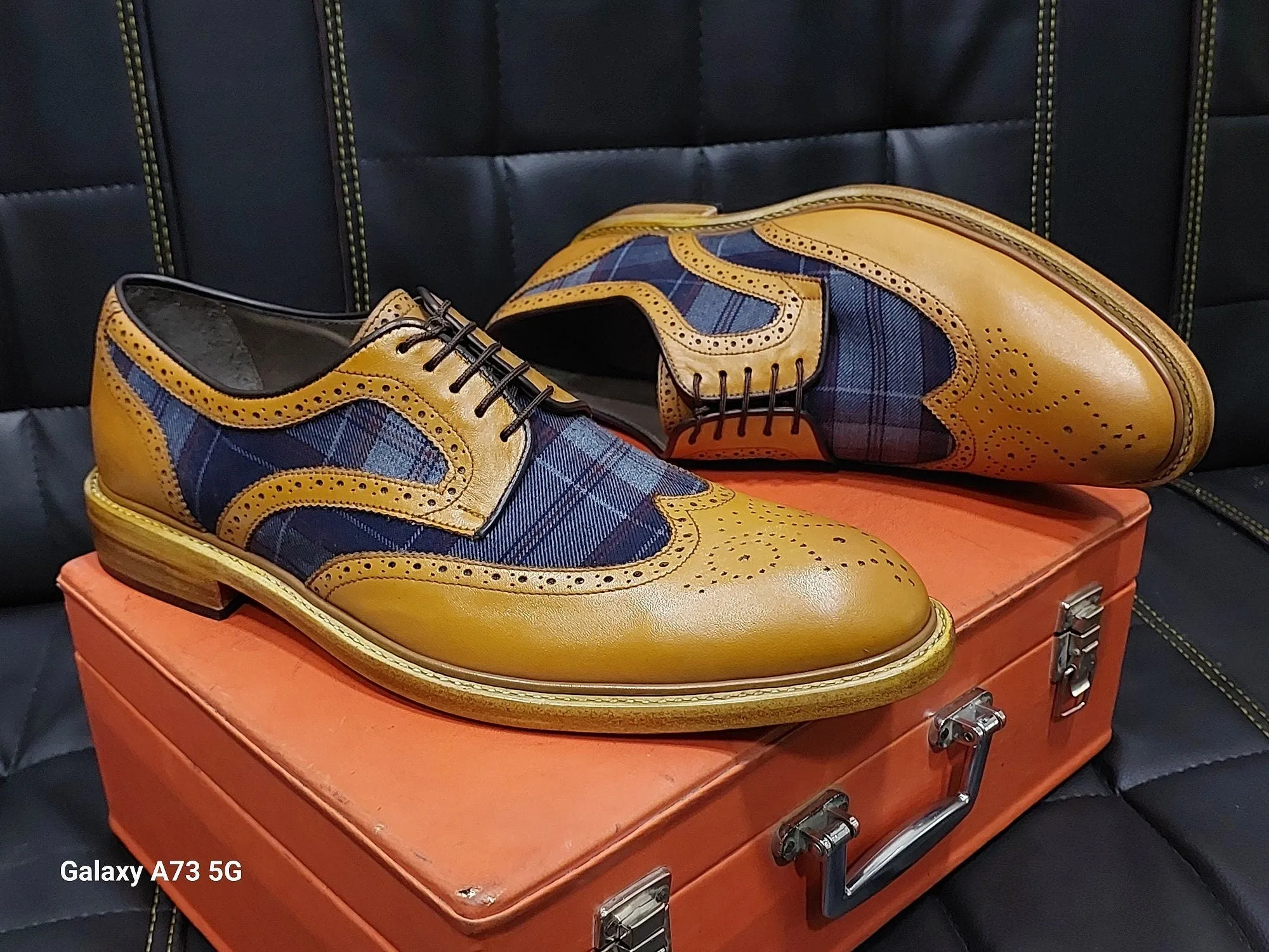 New Men's Handmade Formal Shoes BlueJeans an  Leather Lace Up Stylish Dress and Formal Wear Shoes