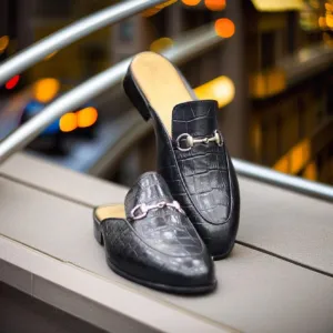 New Men's Handmade Formal Shoes Tan Black Leather Slip On Stylish Mules For Men