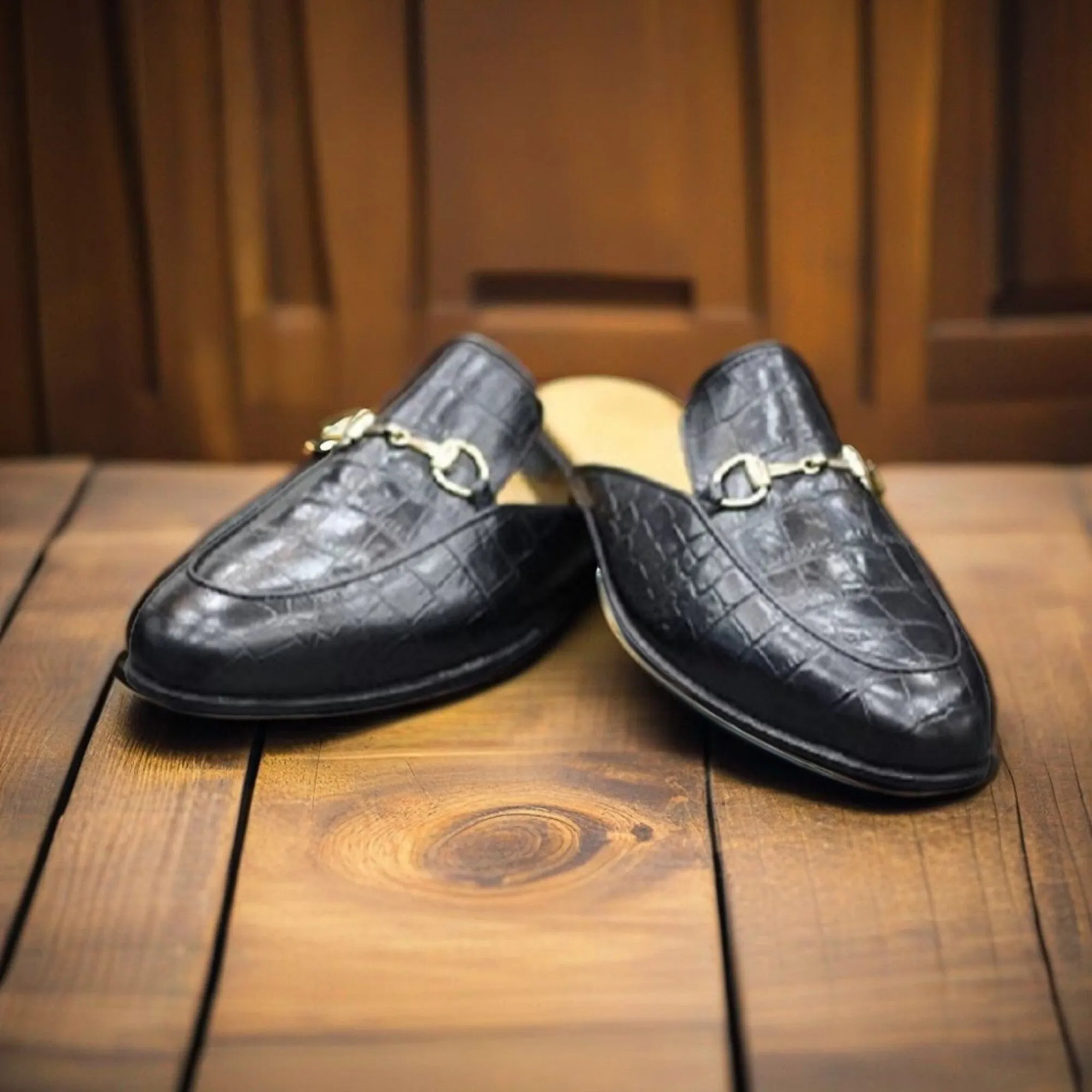 New Men's Handmade Formal Shoes Tan Black Leather Slip On Stylish Mules For Men