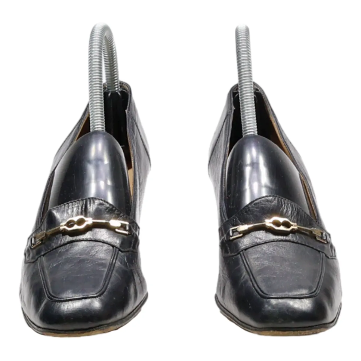 NINETTA Court Heels Black Leather Womens UK 5.5