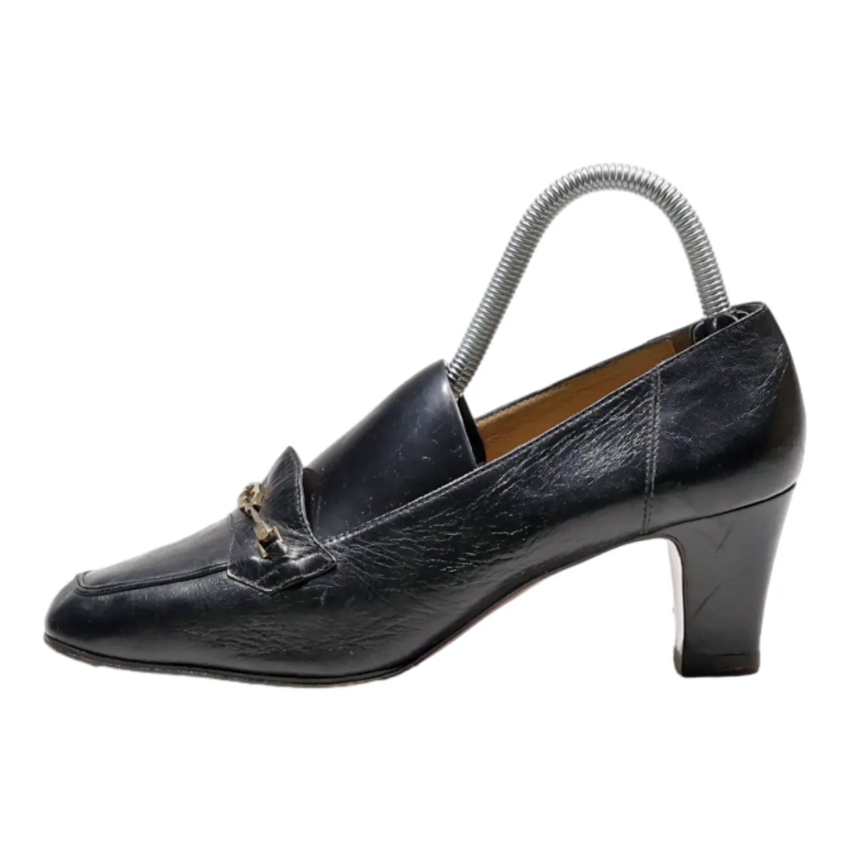 NINETTA Court Heels Black Leather Womens UK 5.5