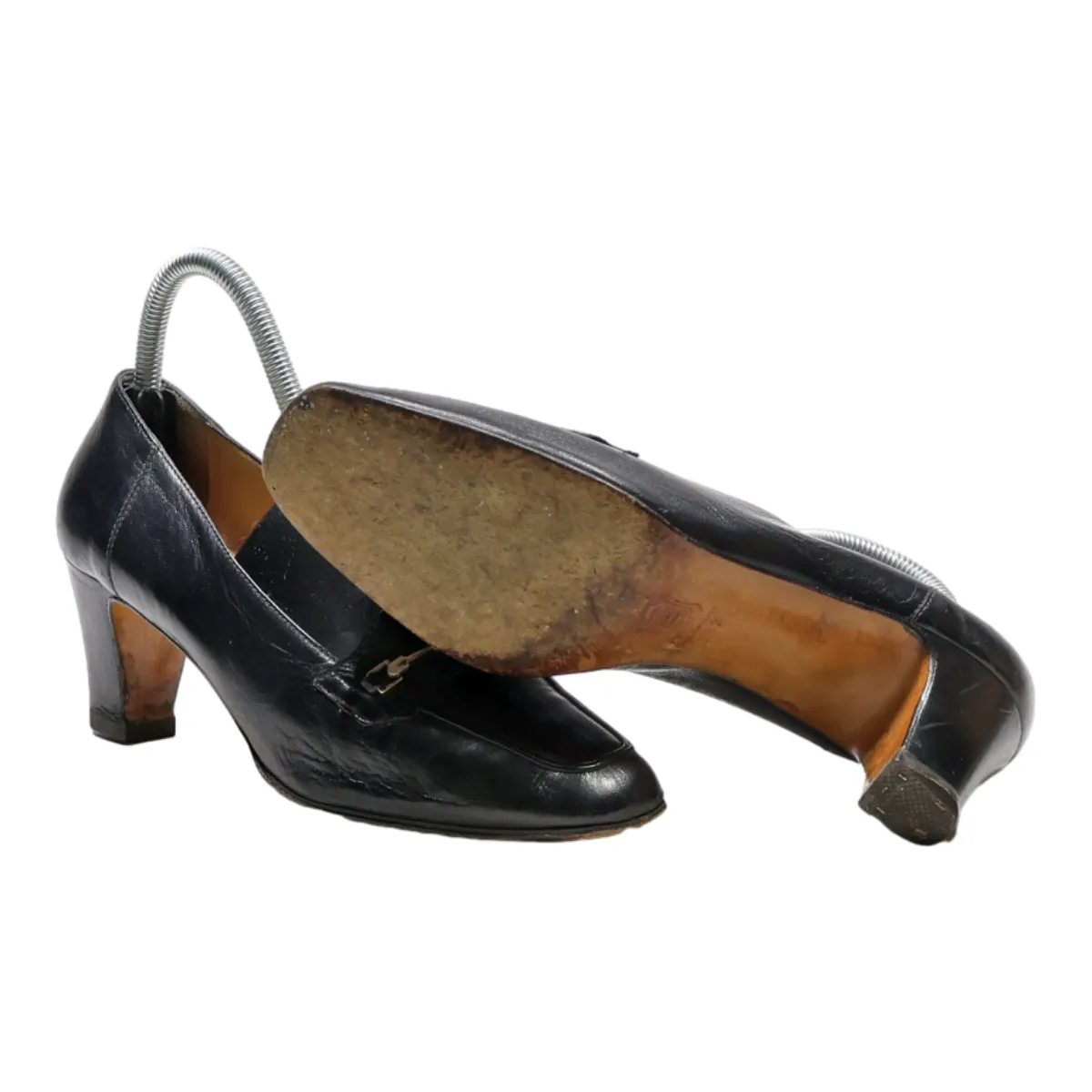 NINETTA Court Heels Black Leather Womens UK 5.5