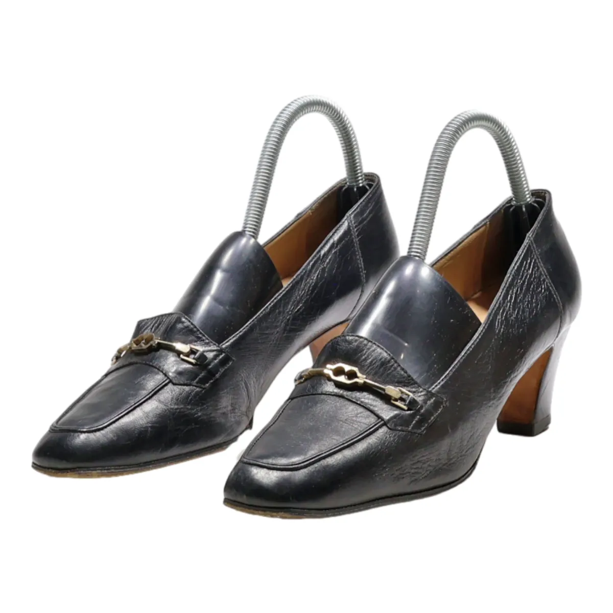 NINETTA Court Heels Black Leather Womens UK 5.5