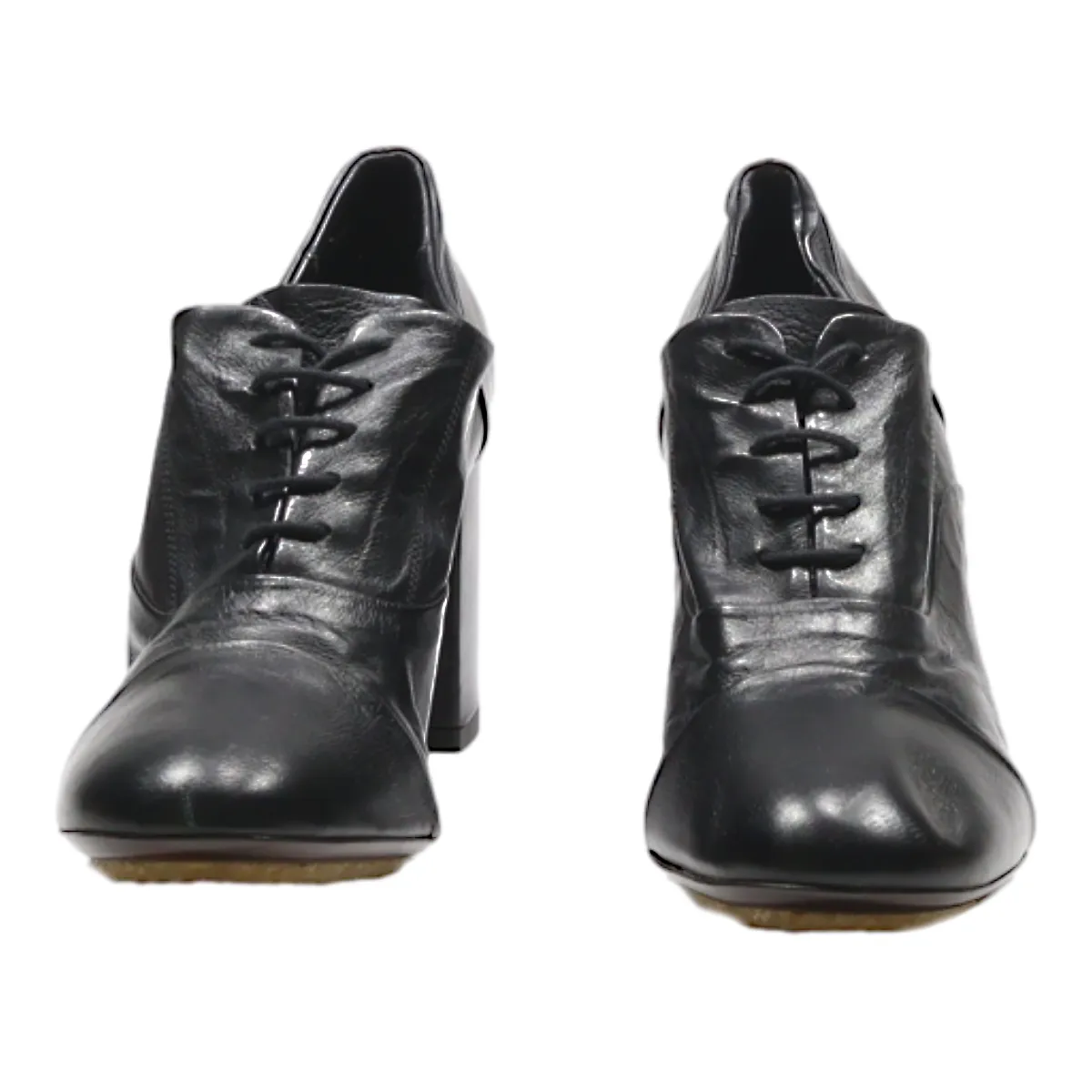 ROBERTO DEL CARLO Oxford Block Heels Black Leather Womens UK 5