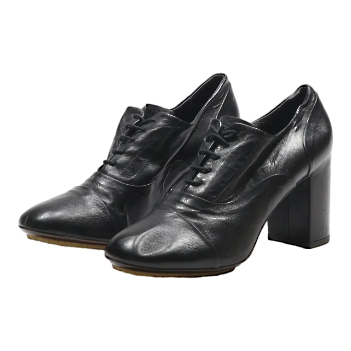 ROBERTO DEL CARLO Oxford Block Heels Black Leather Womens UK 5