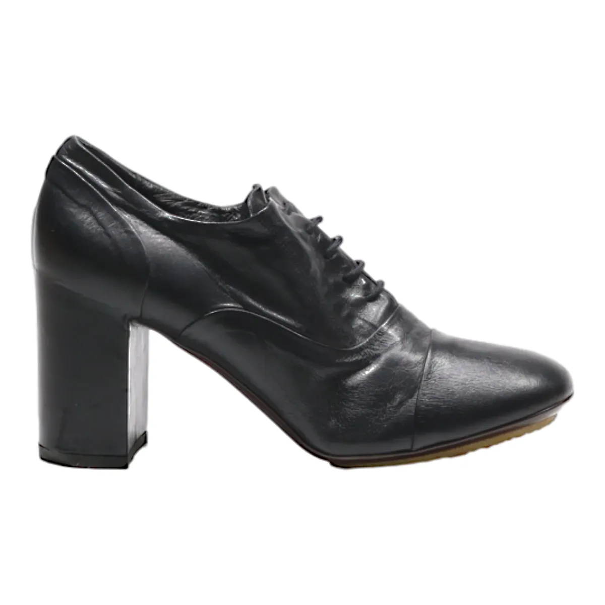 ROBERTO DEL CARLO Oxford Block Heels Black Leather Womens UK 5