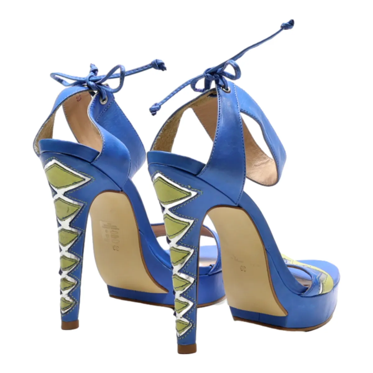 SAN MARINA Strappy Heels Blue Leather Womens UK 6
