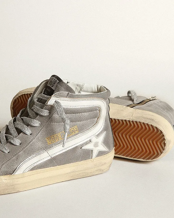 slide leather star and list laminated wave - mud/white/black/silver