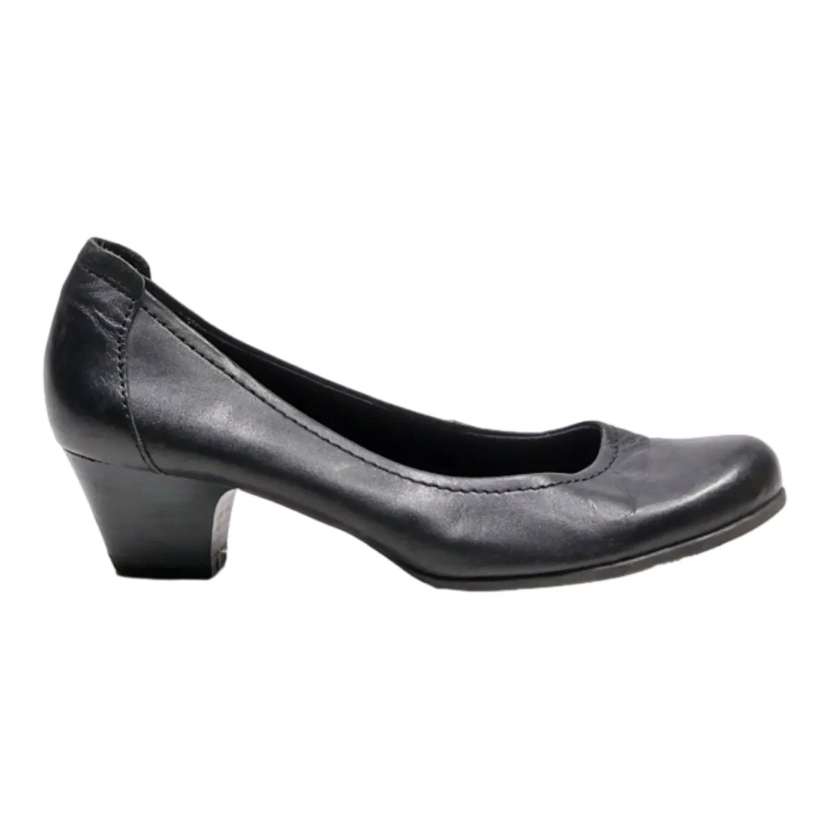 TAMARIS Court Heels Black Leather Womens UK 4
