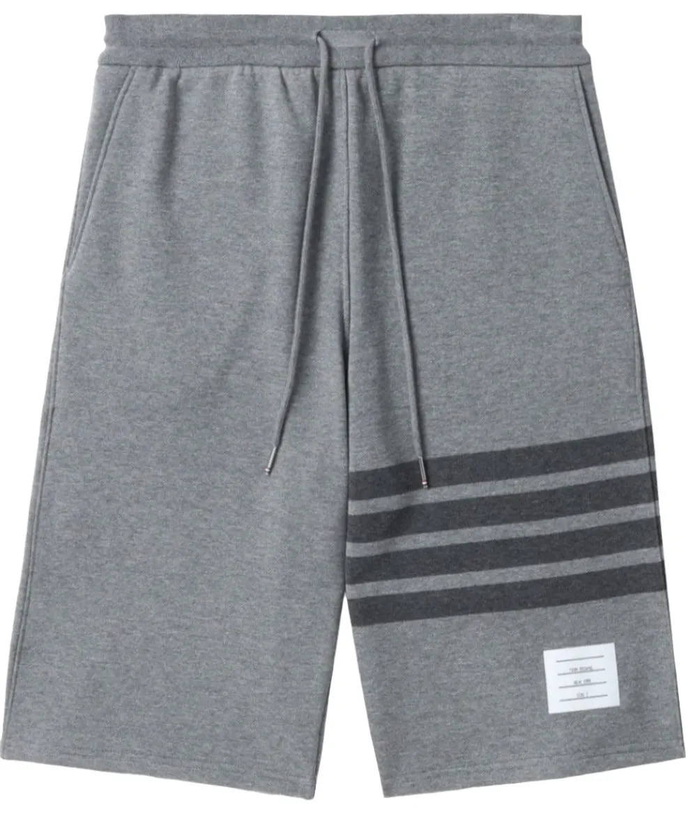 Thom Browne Grey Cotton Loopback Tonal 4-Bar Sweat Shorts