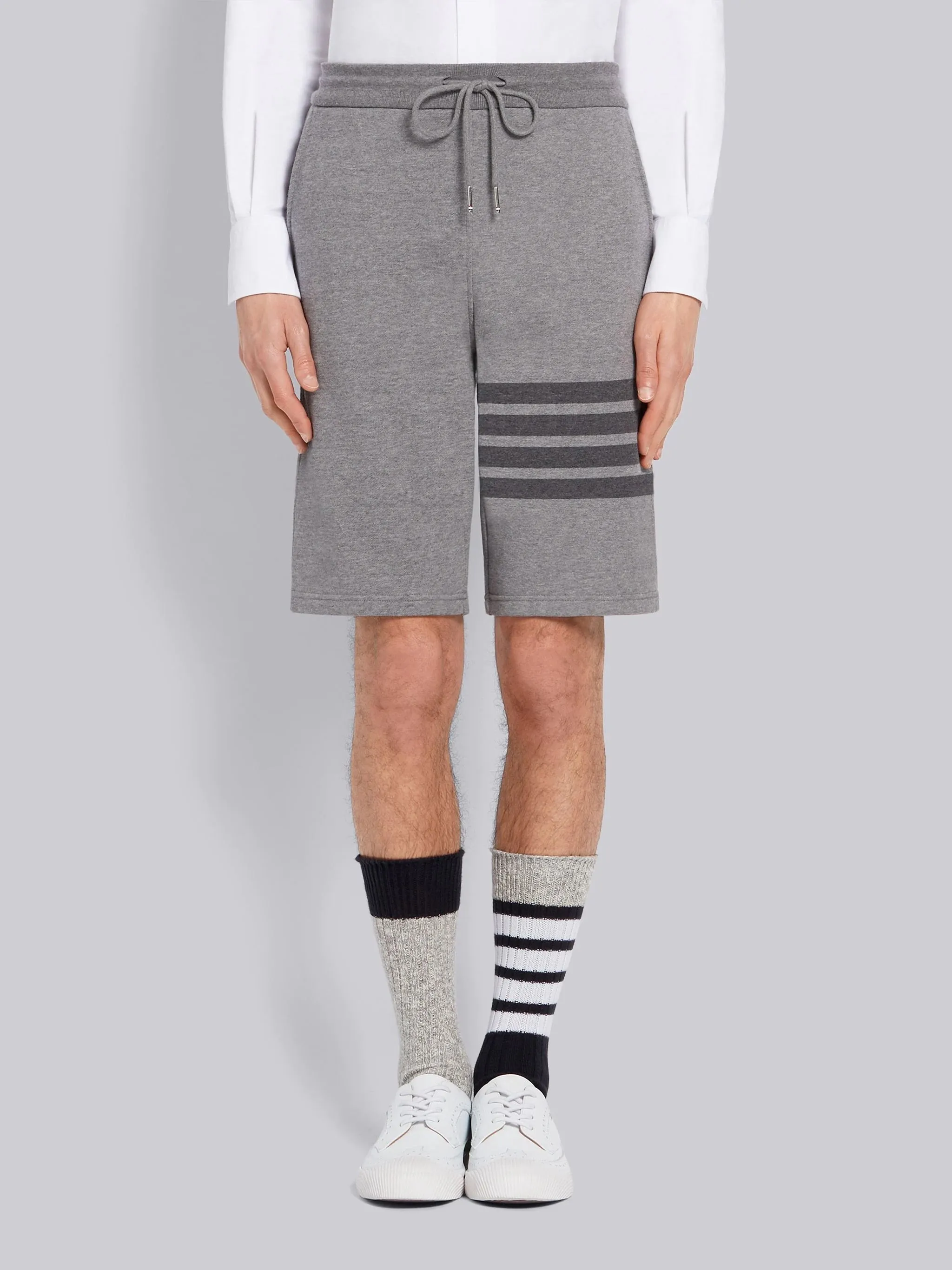Thom Browne Grey Cotton Loopback Tonal 4-Bar Sweat Shorts