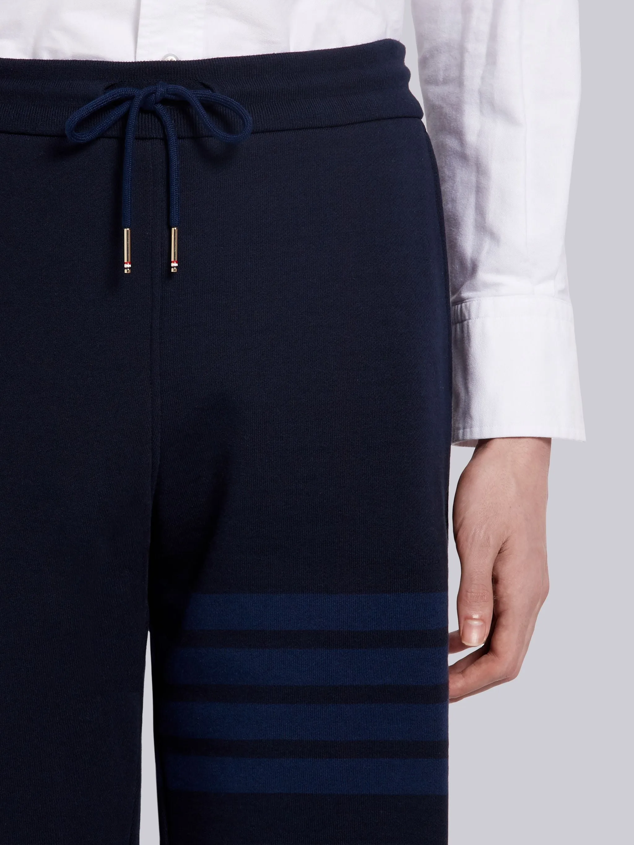 Thom Browne Navy Cotton Loopback Tonal 4-Bar Sweat Shorts