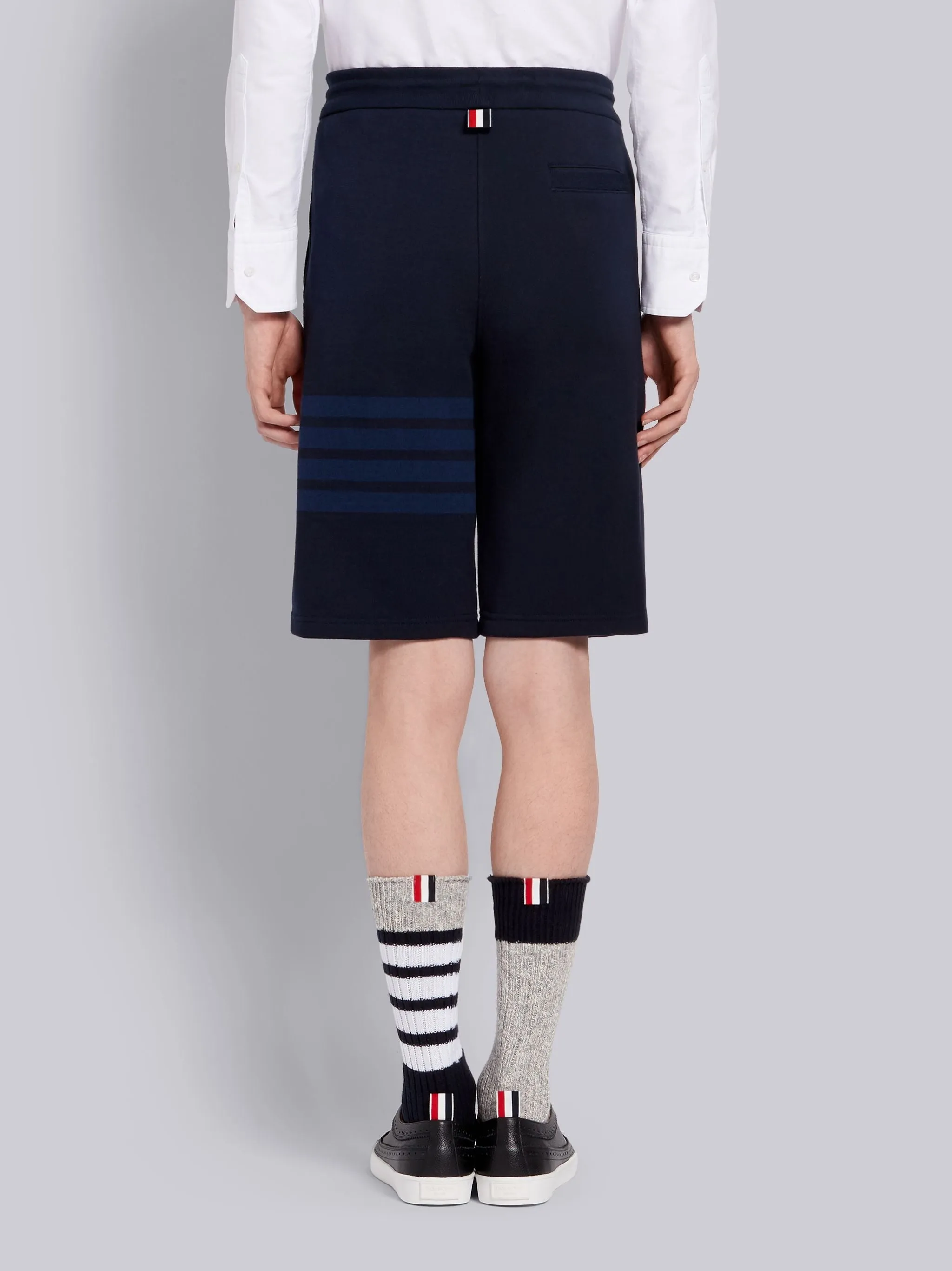 Thom Browne Navy Cotton Loopback Tonal 4-Bar Sweat Shorts