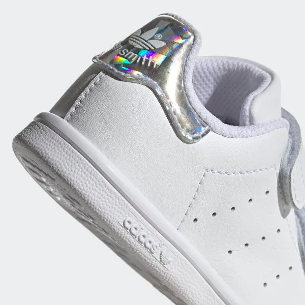 Toddler's adidas Originals Stan Smith Velcro Shoes White Silver Iridescent