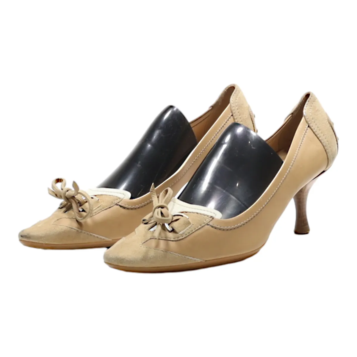 TODS Kitten Heels Cream Leather Womens UK 3.5