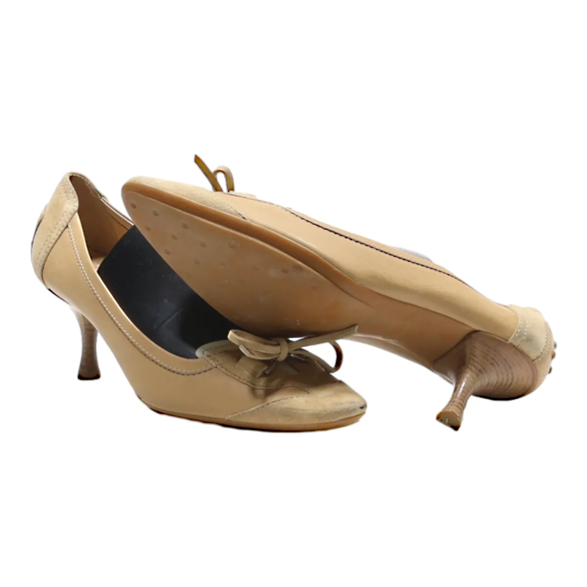 TODS Kitten Heels Cream Leather Womens UK 3.5