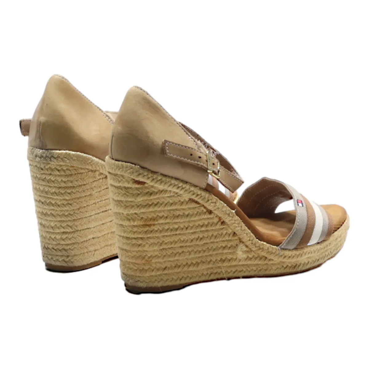 TOMMY HILFIGER Wedge Heels Beige Leather Womens UK 2