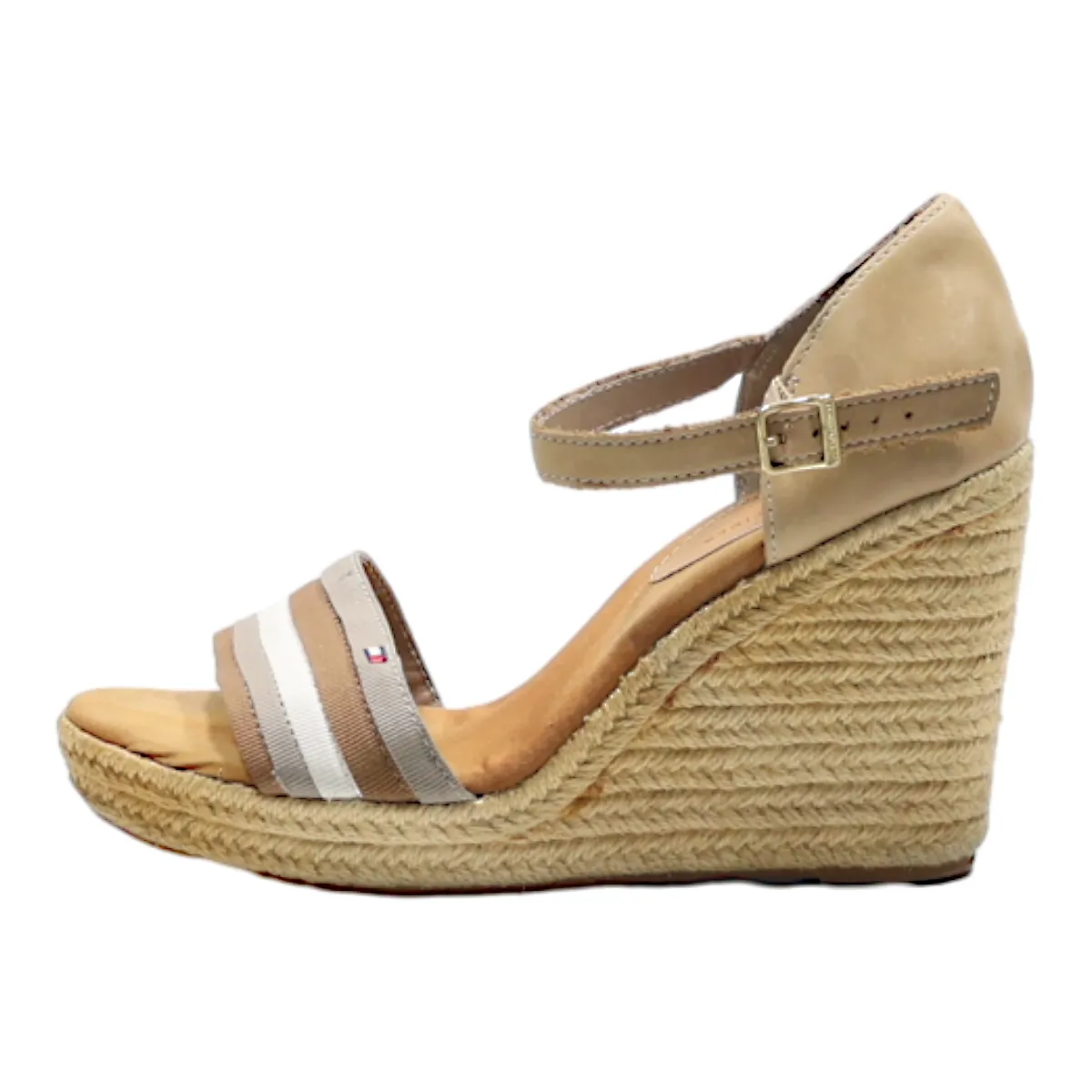 TOMMY HILFIGER Wedge Heels Beige Leather Womens UK 2