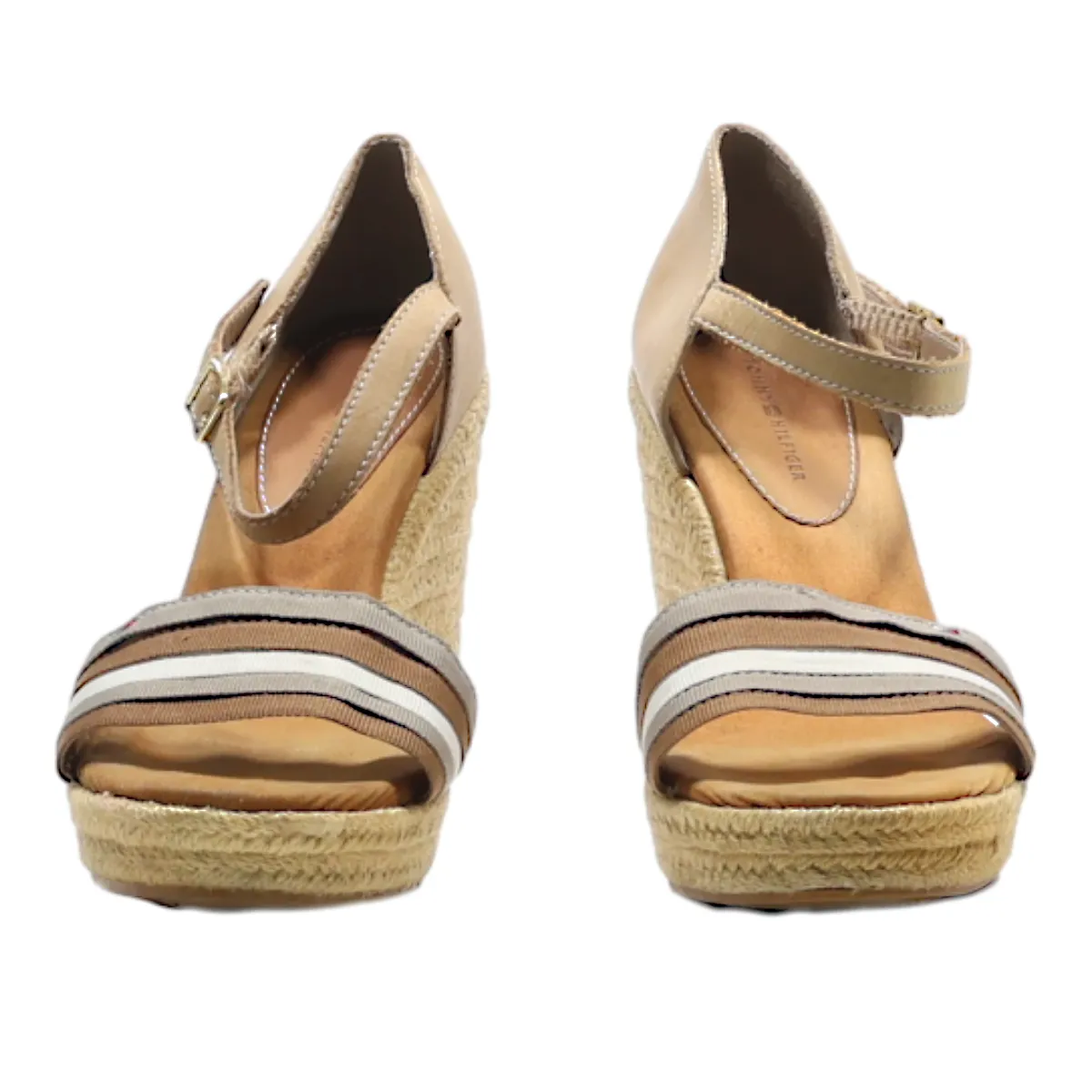 TOMMY HILFIGER Wedge Heels Beige Leather Womens UK 2